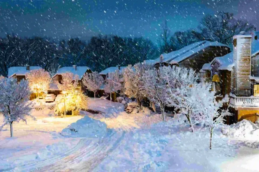 Snowy Road in New Jersey Village